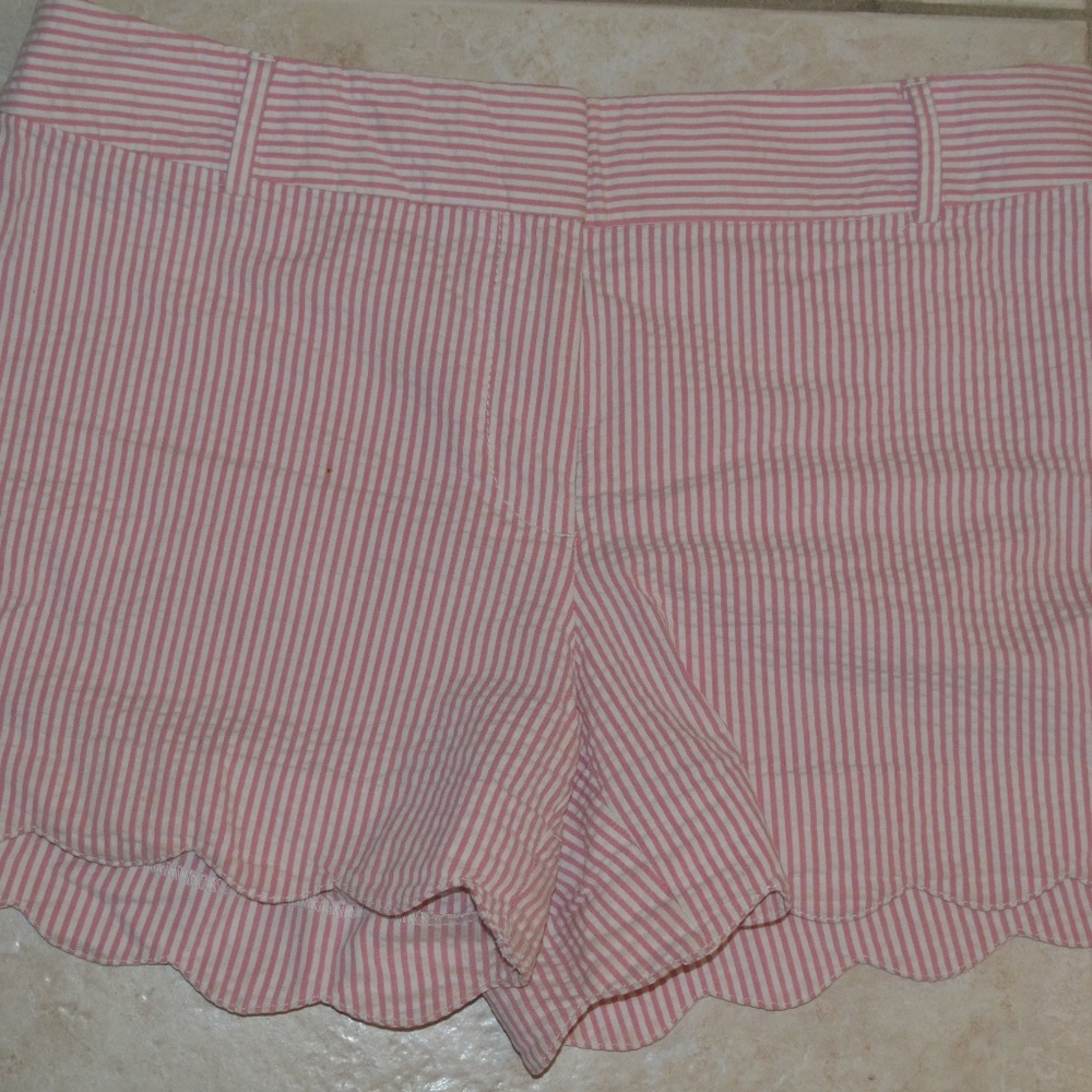 LOFT Pink White Pinstriped Shorts